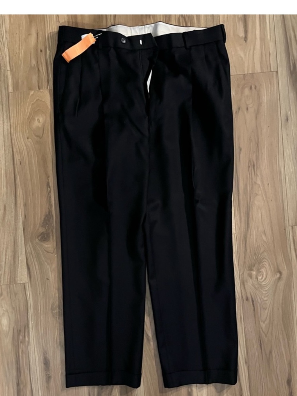 Paul Fredrick Black Men’s Dress Pants with Crease
